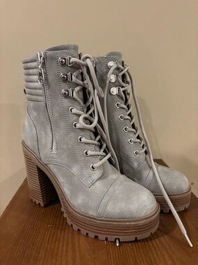Grey Lace Up Boots
